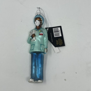 New Glass‎ Christmas Ornament Black Female Nurse Scrubs 6” African American